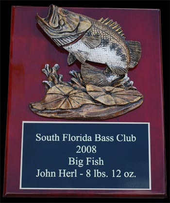 Bass plaques and bass fishing trophies and fishing awards