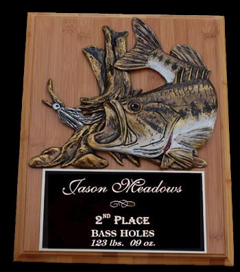 Express Medals 5x7 Black Color Bass Fishing Plaque Award Trophy with Engraved Plate MY4