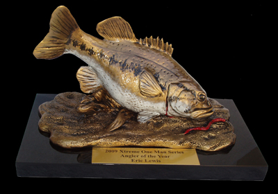 hand sculptured bass trophies and fishing awards